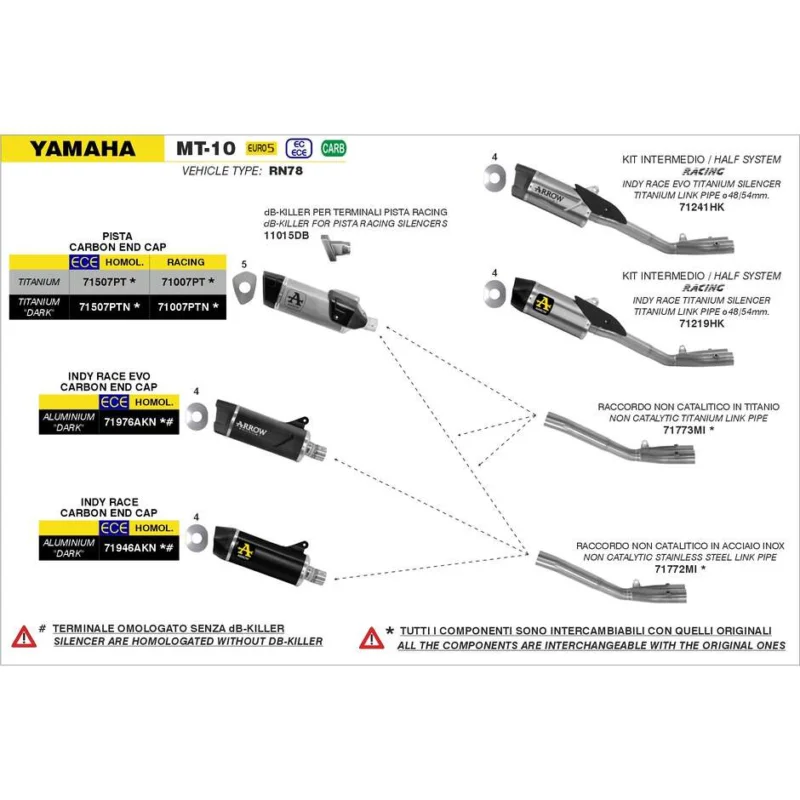 Prezzo Ridotto DB-Killer per terminale Pista 42mm Yamaha MT-10 2022-2024