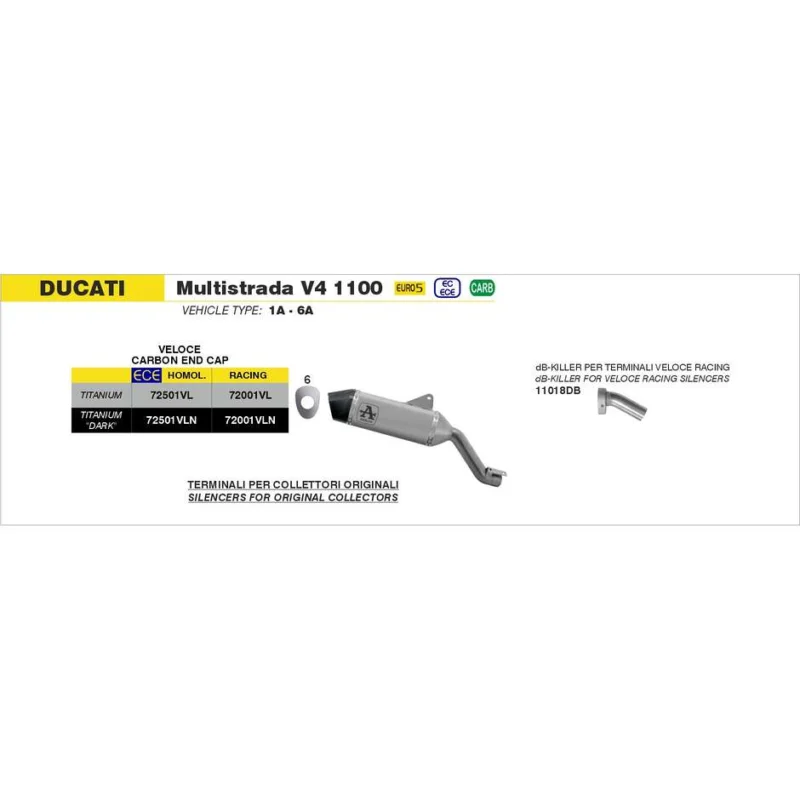 DB-Killer per terminale Veloce 38mm Ducati Multistrada V4 1100 2021/2024 Compra Adesso
