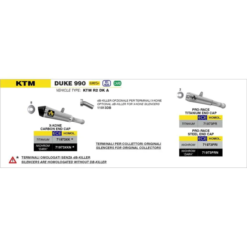 DB-Killer per terminale X-Kone KTM DUKE 990 2024/2025 Nuova Collezione