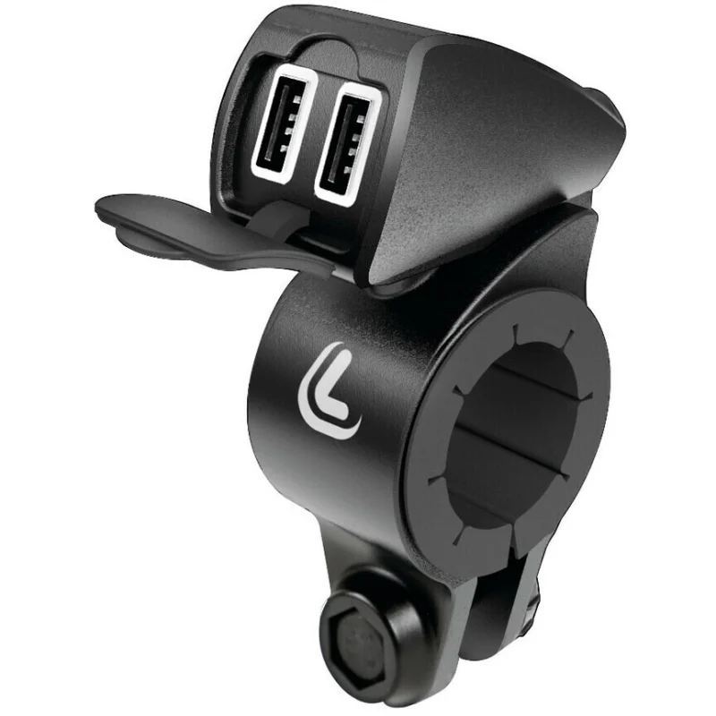 Direttamente Dal Produttore Doppio Caricatore USB Lampa USB-FIX TREK resistente alla pioggia con fissaggio a manubrio - Ultra Fast Charge - 5400 mA - 12/24V