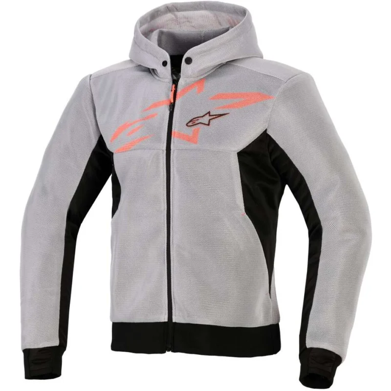 Professionale Felpa Alpinestars CHROME SUPERAIRFLOW Nero Grigio Medio Rosso Fluo