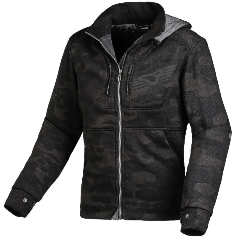 Felpa con cappuccio Moto Donna Macna District Nero Grigio camo Ultime Pezzi