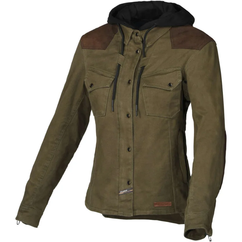 Felpa con cappuccio Moto Donna Macna Inland Verde Marrone Spedizione Gratuita