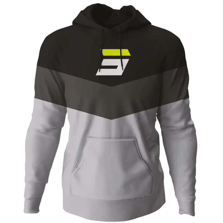 Felpa con Cappuccio SHOT HOODIE STRIPE Nero Grigio Giallo Fluo Occasione Imperdibile