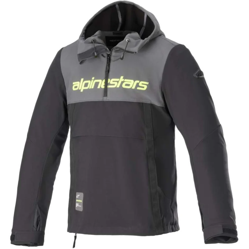 Felpa Moto Casual Alpinestars SHERPA HOODIE Fluo Giallo Nero Grigio Must-Have