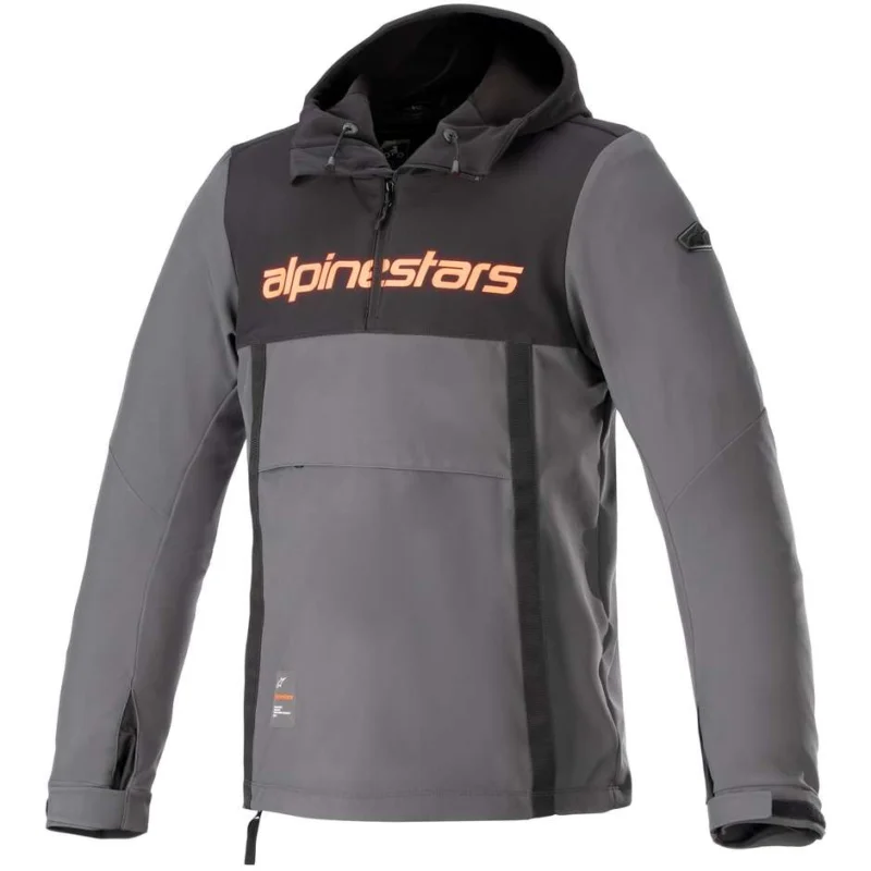 Felpa Moto Casual Alpinestars SHERPA HOODIE Fluo Rosso Grigio Nero Vendita Finale