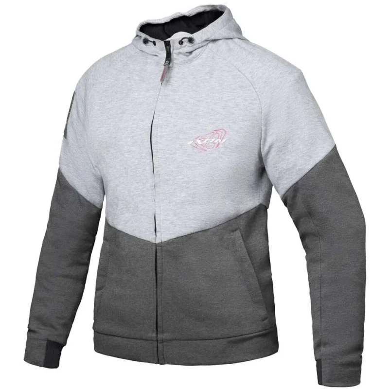 Promozione Felpa Moto Donna Casual Ixon TOUCHDOWN L Grigio Argento Rosa