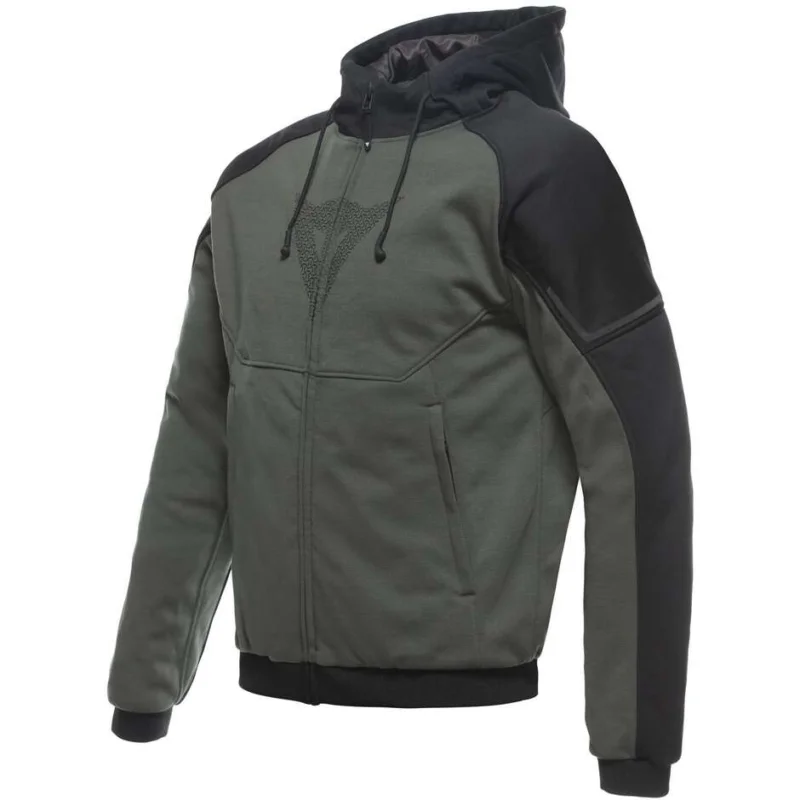 Felpa Moto Tessuto Dainese DAEMON-X SAFETY HOODIE FULL ZIP Verde Nero Popolare