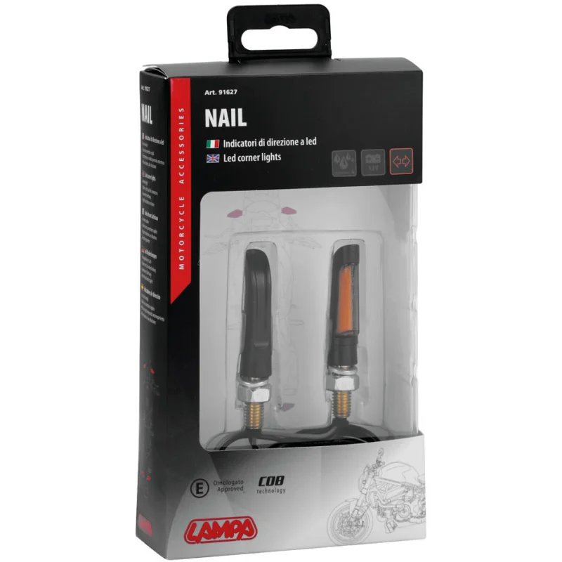 Frecce Moto Coppia a Led 12V Nail Colore Nero Quantità Limitata