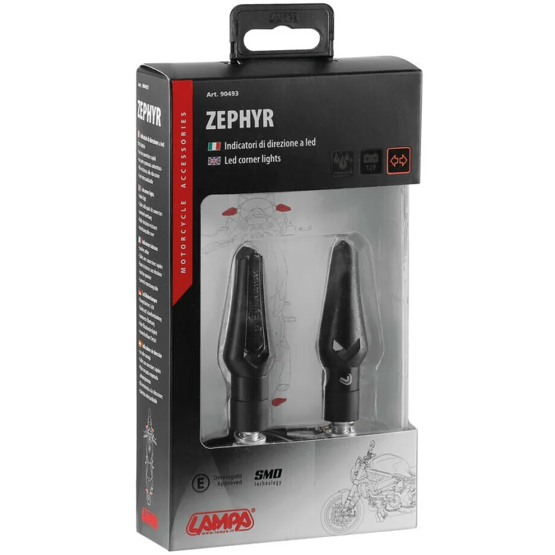 Pagamento Sicuro Frecce Moto Coppia a Led 12V Zephyr Colore Nero