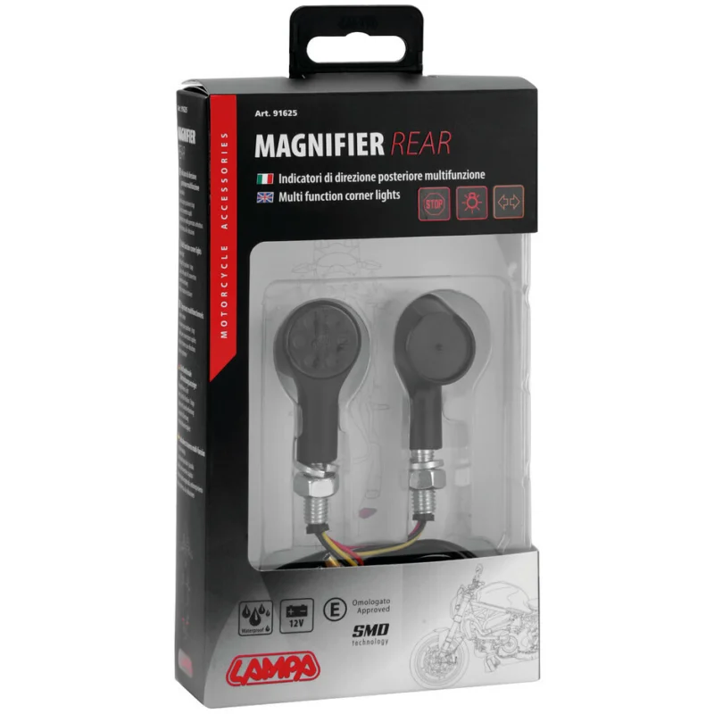 Compra Oggi Stesso Frecce Moto Coppia Posteriore a Led Magnifier Colore Nero