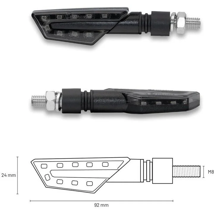 Frecce Moto Posteriori TAAC FR03 a LED - Luce posizione Posteriore + Stop - Lente Fumè Scelto Dai Clienti