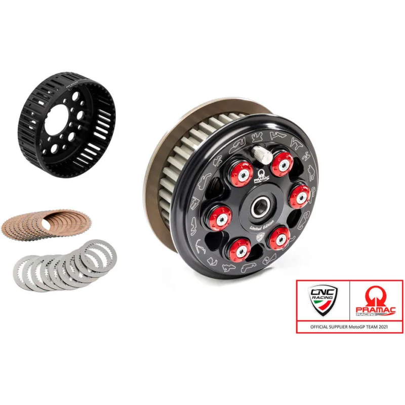 Esclusivo FRIZIONE ANTISALTELLAMENTO MASTER TECH TEAM PRAMAC LIM. ED. COMPLETA - 48 DENTI SINTERIZZATI CNC Racing FR371 Rosso