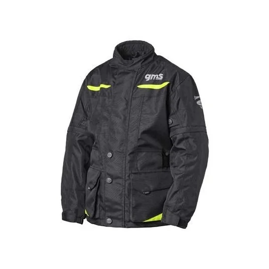 Giacca Bambino Moto Gms GEAR WP JUNIOR Nero Giallo Fluo Offerta Lampo