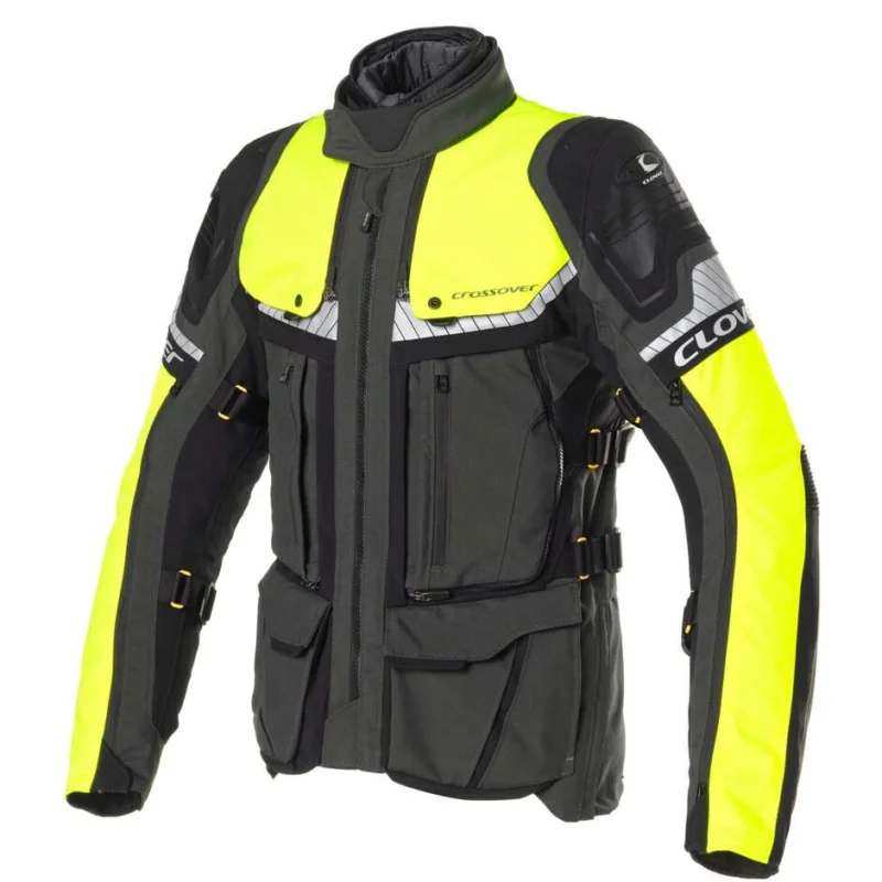 Giacca Moto Clover CROSSOVER 4 WP AIRBAG Giallo Grigio Scuro Economico