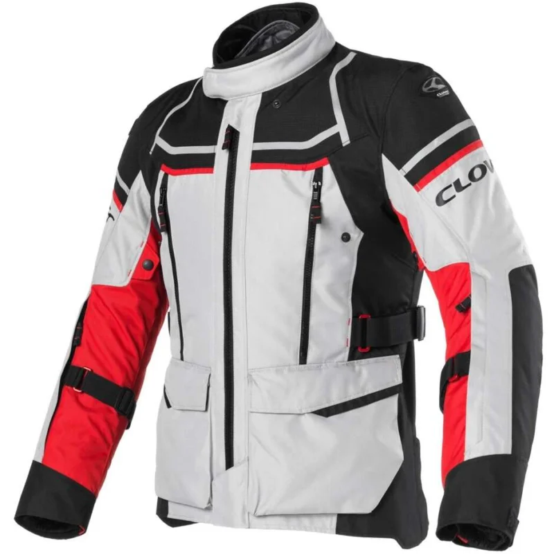 Giacca Moto Clover OUTLAND 2 WPGrigio Rosso Nero Popolare