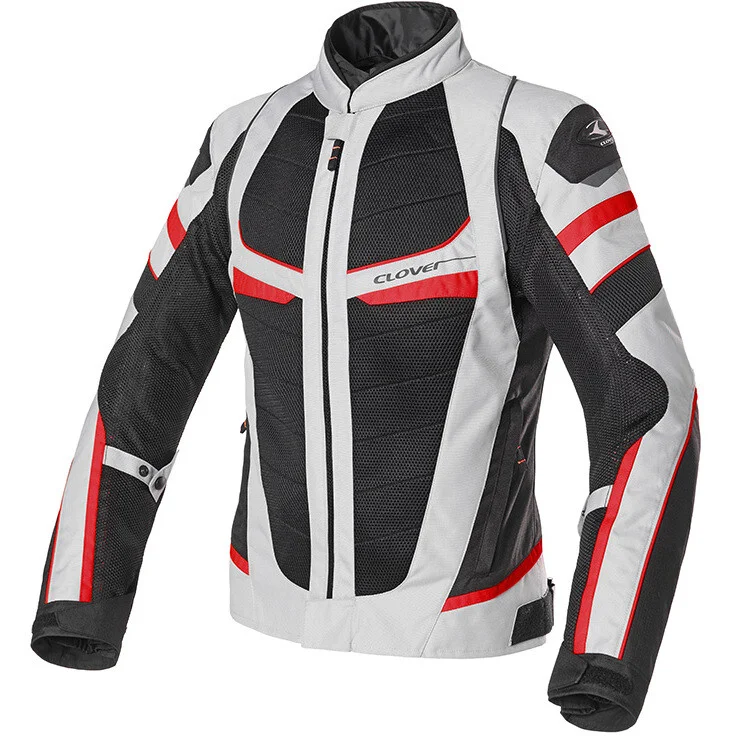 Professionale Giacca Moto Clover RAINJET 2 WP MESH Grigio Rosso Nero