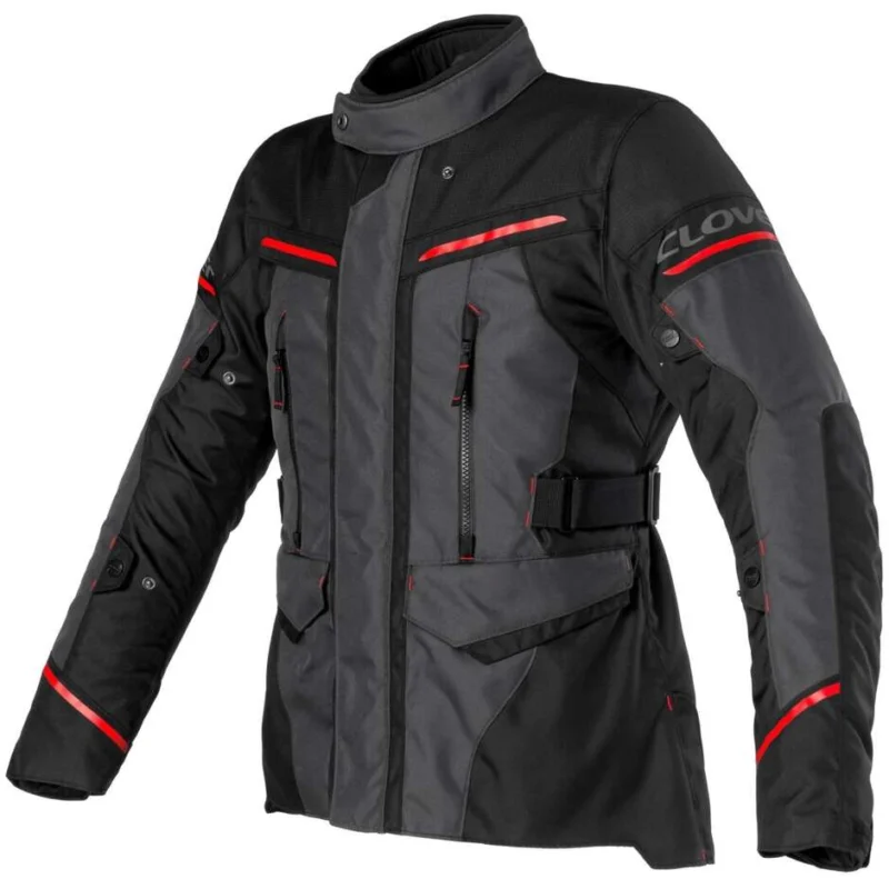 Offerta Giacca Moto Clover STORM 4 WP Rosso Grigio Scuro Nero