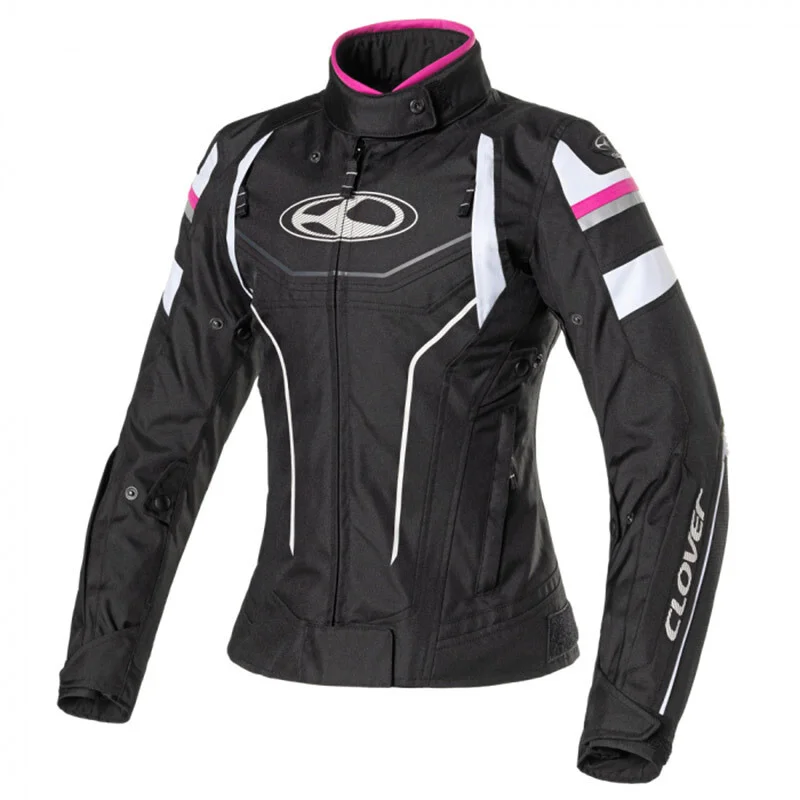 Reso Gratuito Giacca Moto Donna Clover AIRBLADE 4 LADY SPORT Bianco Nero Fucsia