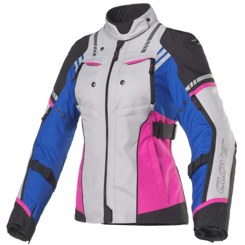 Giacca Moto Donna Clover HYPERBLADE WP LADY Blu Fucsia Grigio Offerta Lampo
