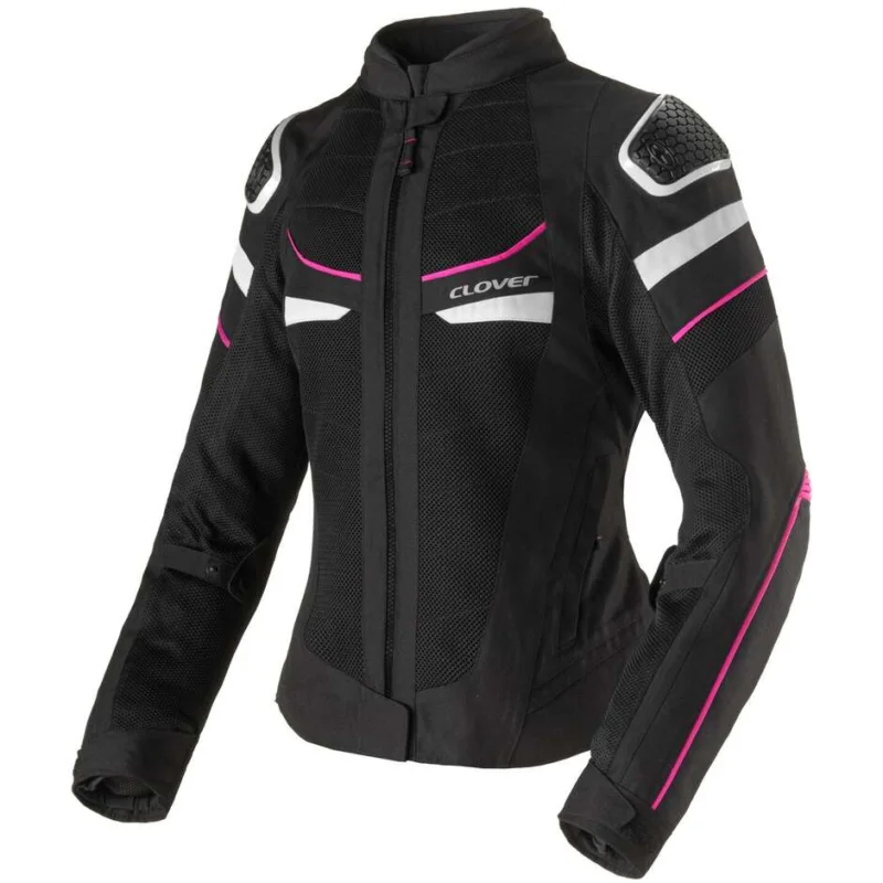 Giacca Moto Donna Clover RAINJET 3 LADY WP Nero Fucsia Bianco Popolare