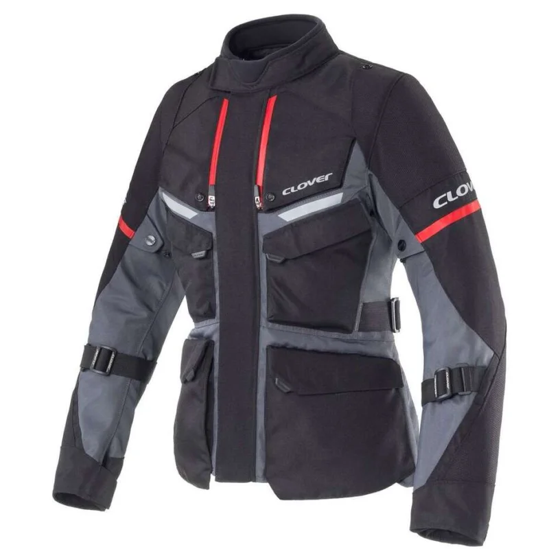 Novità Giacca Moto Donna Clover SCOUT 5 WP rosso nero