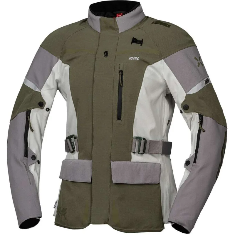 Giacca Moto Donna Ixs Venture-STX 1.0 Laminata Grigio Chiaro-Oliva Scelto Dai Clienti