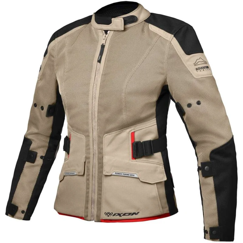 Ultimissimo Modello Giacca Moto Donna Touring Ixon M-NJORD L Sabbia Nero Rosso