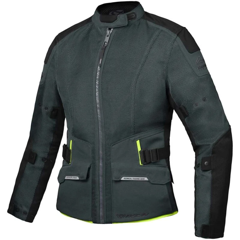 Spedizione Gratuita Giacca Moto Donna Touring Ixon M-NJORD L Verde Tattico Nero Giallo