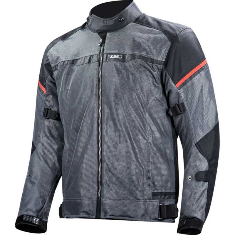 Professionale Giacca Moto Estiva Traforata LS2 RIVA MAN Grigio Scuro Rosso