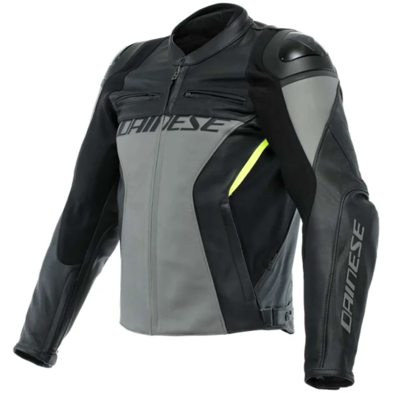 Giacca Moto in Pelle Dainese RACING 4 Charcoal Grigio Nero Professionale