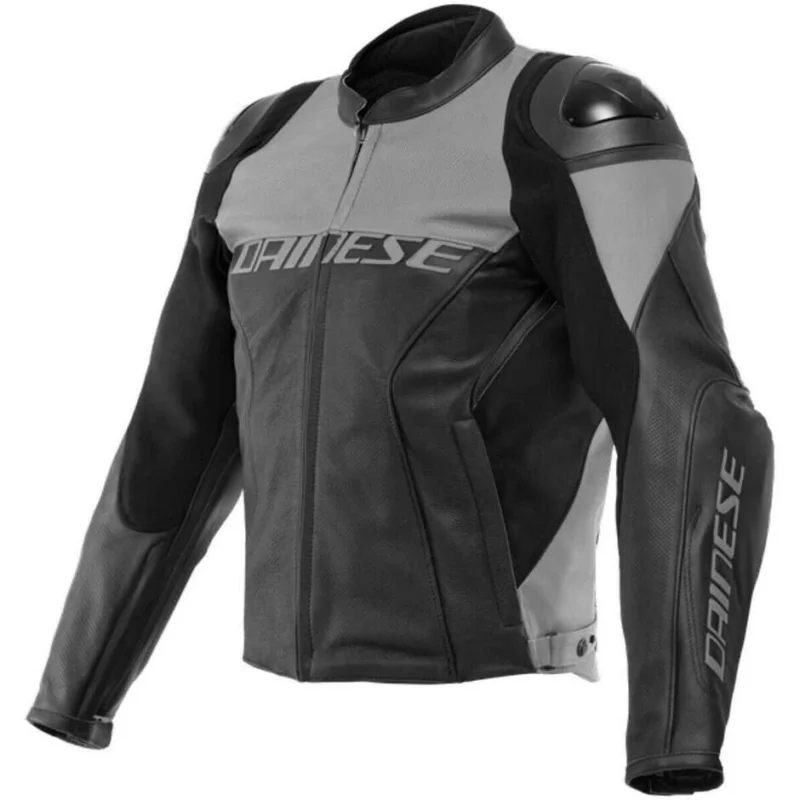 Reso Gratuito Giacca Moto in Pelle Dainese RACING 4 Traforata Nero Grigio
