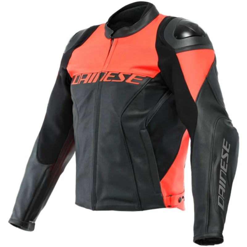 Offerta Lampo Giacca Moto in Pelle Dainese RACING 4 Traforata Nero Rosso Fluo
