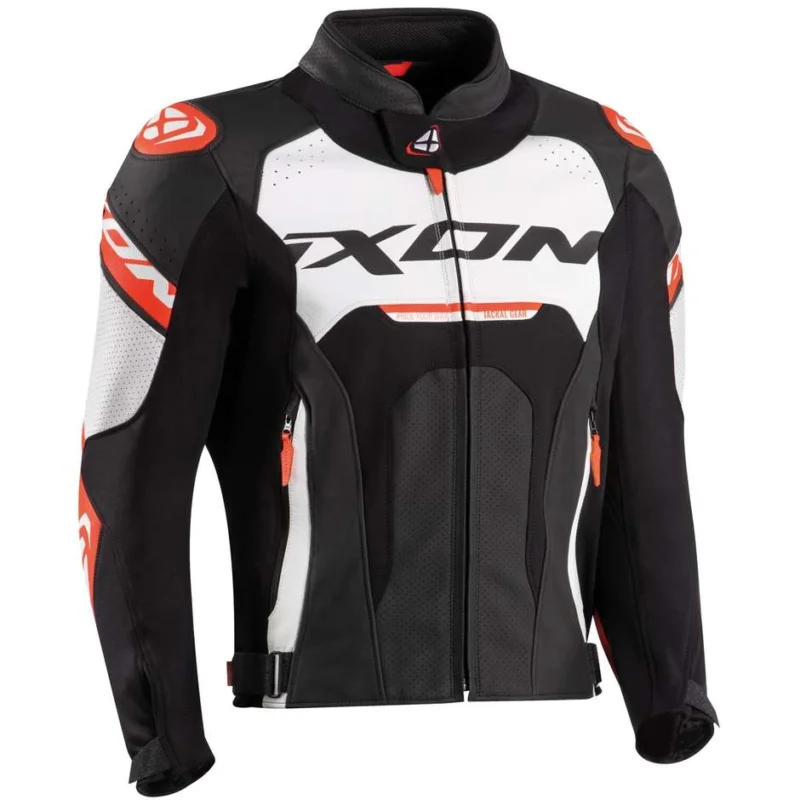 Prezzo Scontato Giacca Moto in Pelle Ixon JACKAL JKT Bianco Nero Rosso