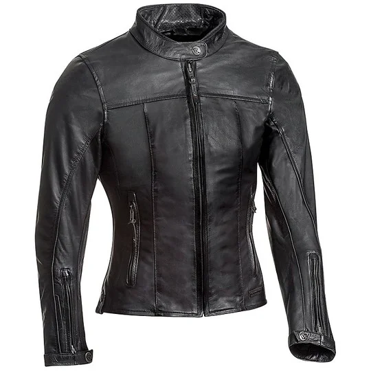 Giacca Moto In Pelle Ixon Modello CRANK Lady Nero Promozione Esclusiva