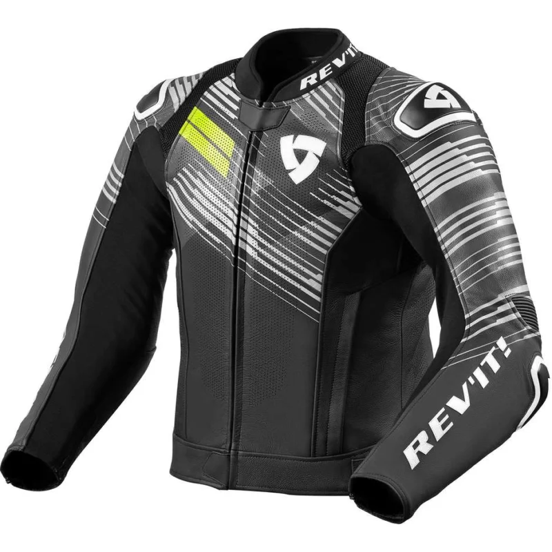 Giacca Moto in Pelle Rev'it APEX Nero Giallo Neon Must-Have