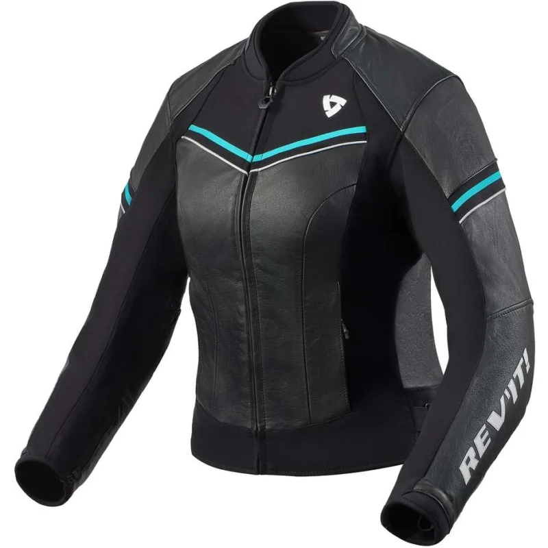Occasione Giacca Moto in Pelle Rev'it MERIDIAN Ladies Black Turquoise