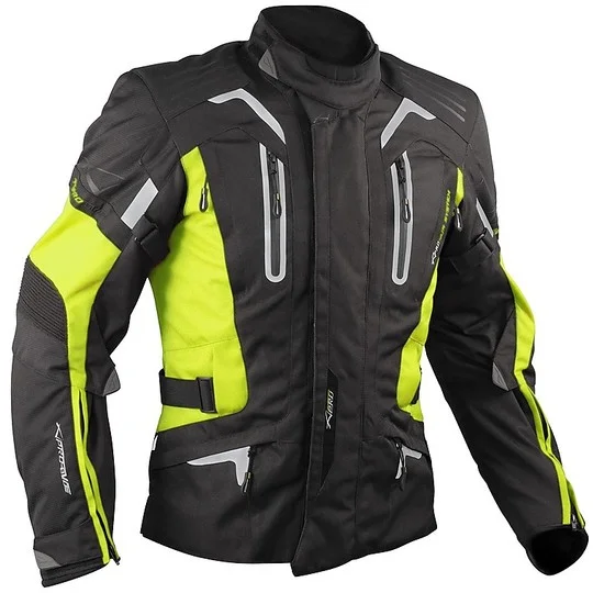Offerta Lampo Giacca Moto In Tessuto A-Pro Tesla Top Evo Impermeabile Fluo
