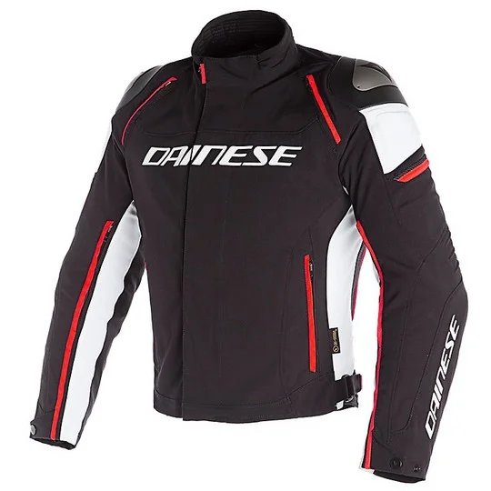 Super Prezzo Giacca Moto In Tessuto Dainese RACING 3 D-Dry Nero Bianco Rosso Fluo