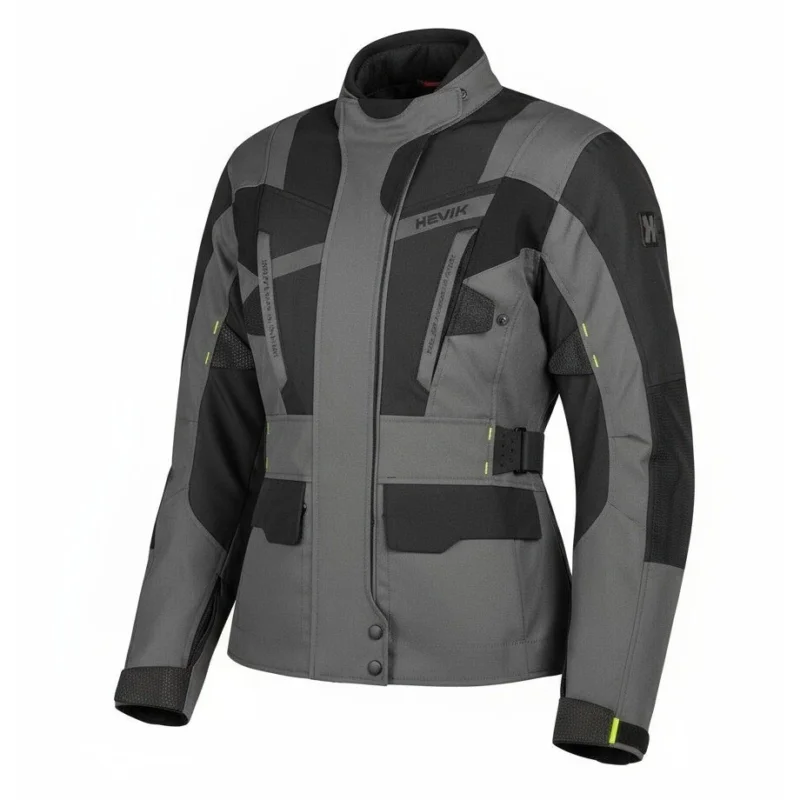 Giacca Moto In Tessuto Hevik Touring STELVIO LIMITED Lady Triplo Strato Nero Grigio Nuova Collezione