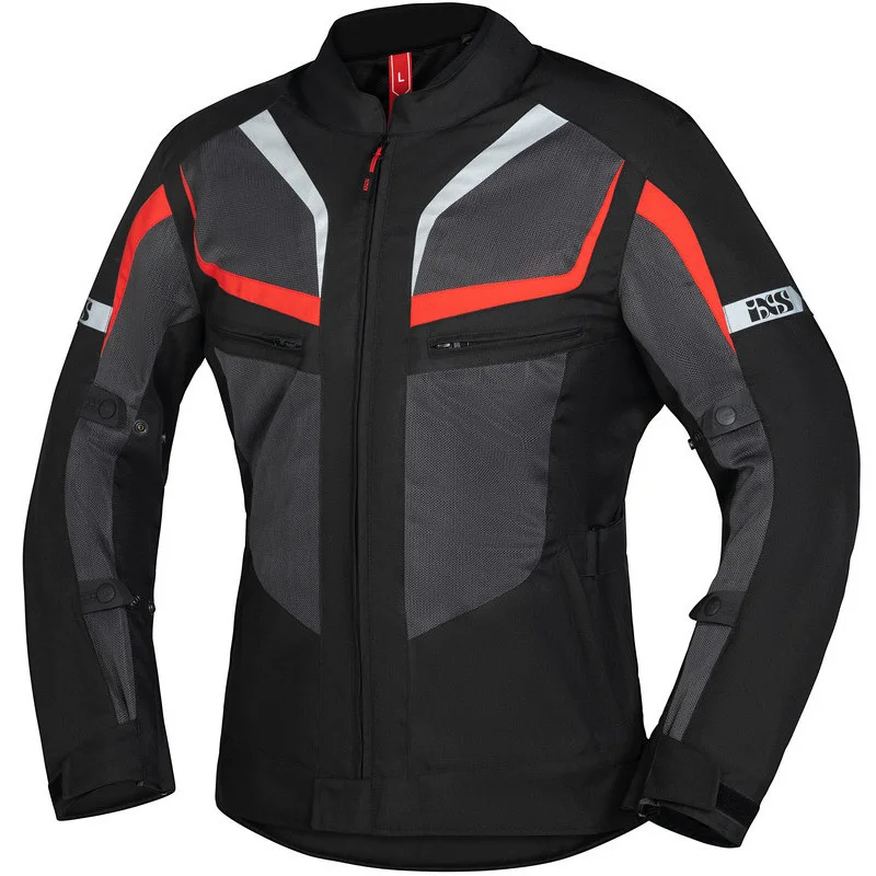 Nuova Collezione Giacca Moto In Tessuto Ixs GERONA AIR 1.0 Nero Grigio Rosso