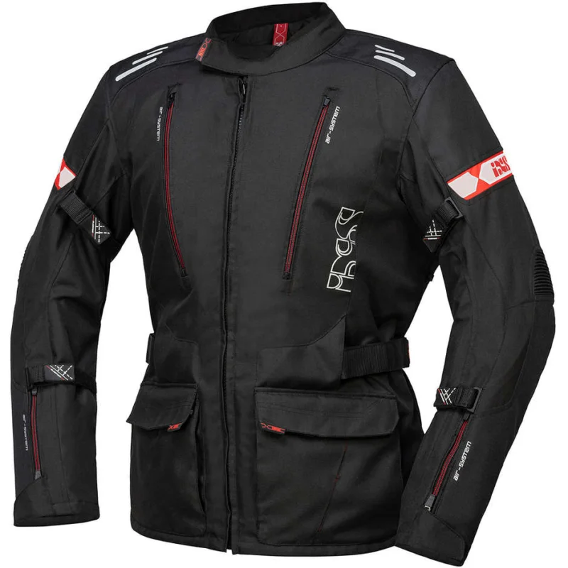 Giacca Moto in Tessuto Ixs LORIN-ST Nero Rosso Consegna Rapida