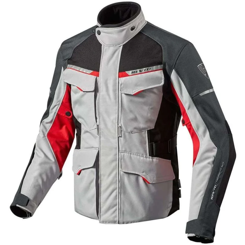 Popolare Giacca Moto In Tessuto Rev'it OUTBACK 2 Silver Rosso
