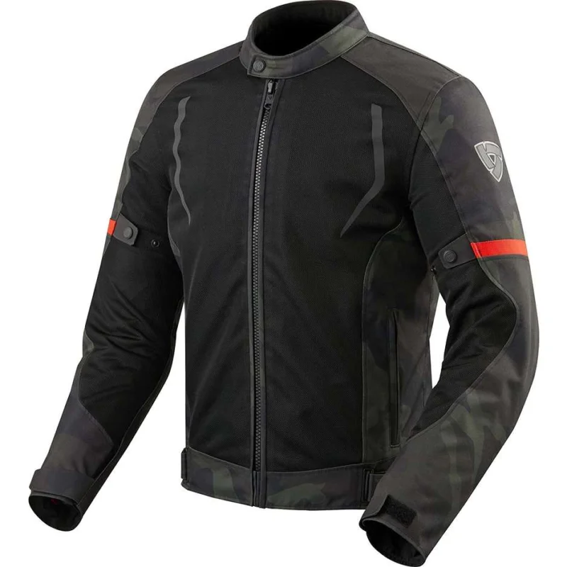 Giacca Moto In Tessuto Rev'it TORQUE Nero Verde Militare Offerta Lampo