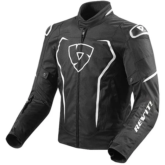 Giacca Moto In Tessuto Rev'it VERTEX Nero Bianco Prezzo Scontato