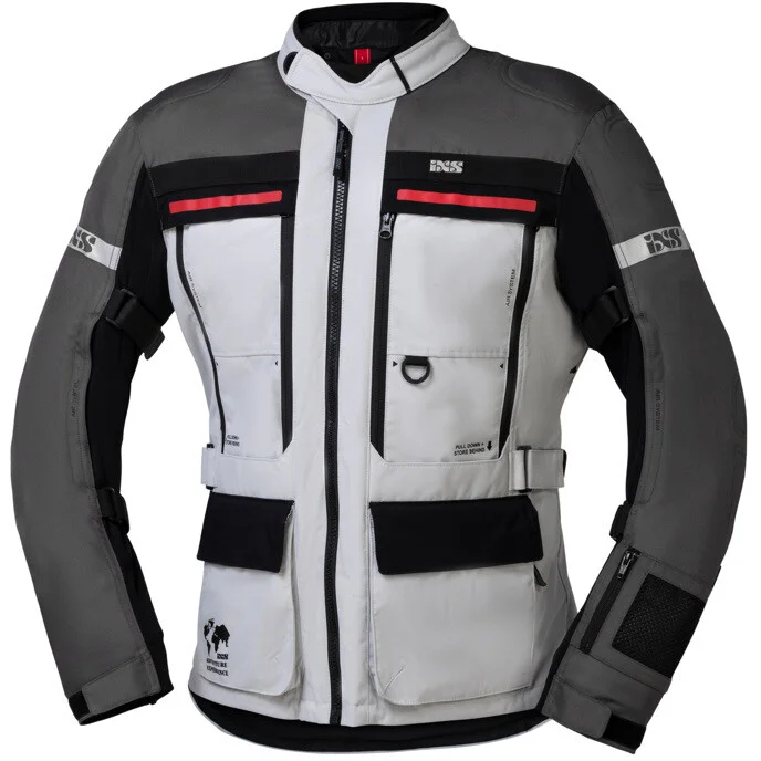 Compra Oggi Stesso Giacca Moto in Tessuto Touring MONTEVIDEO-ST 3.0 Grigio Chiaro Grigio Scuro Nero