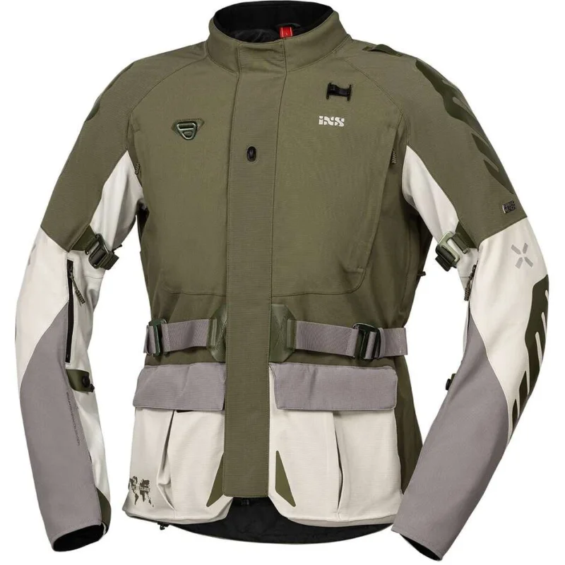Offerta Giacca Moto Ixs Venture-STX 1.0 Laminata Grigio Chiaro-Oliva