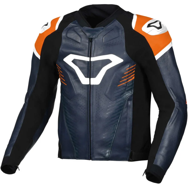 Giacca Moto Macna Tronniq Blu Arancio Bianco Popolare