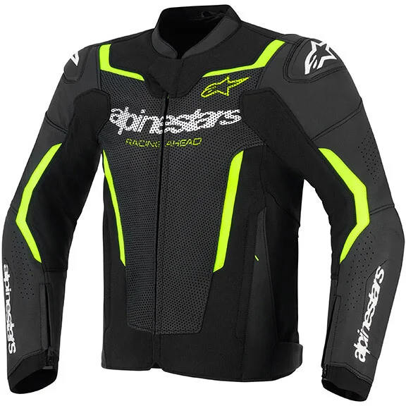 Giacca Moto Pelle Alpinestars GP FORCE V2 Airflow Nero Giallo Vendita Finale