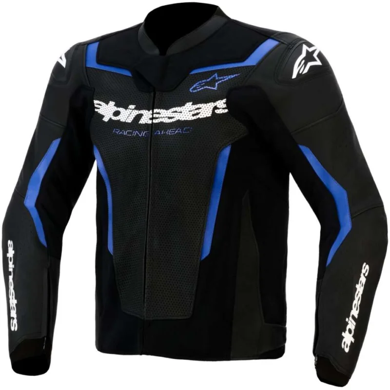 Direttamente Dal Produttore Giacca Moto Pelle Alpinestars GP FORCE V2 Airflow Nero Metallizzato Blu